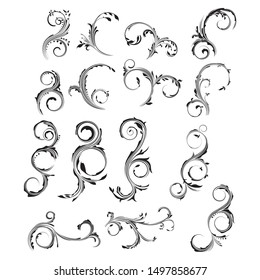 Design floral vector pack, Hand Drawn vintage floral elements. Swirls, laurels, frames, arrows, leaves, feathers, dividers, branches, banners and curls.