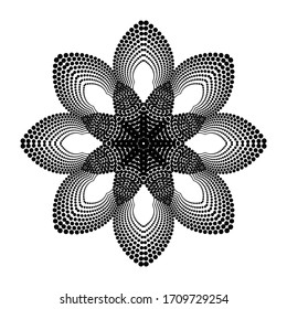 Design flower dots backdrop. Abstract monochrome decorative background. Vector-art illustration. No gradient