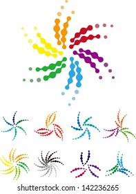 Design flower logo element. Abstract water molecule vector  template set. Computer science and engineering icons.