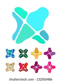 Design flower logo element. Colorful abstract pattern, icon set.