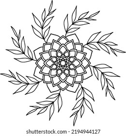 design flower outline element coloring page