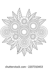 Design flower outline element coloring page