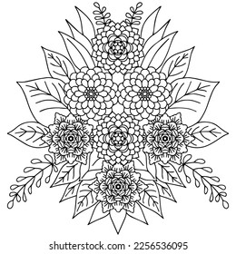 design flower outline element coloring page