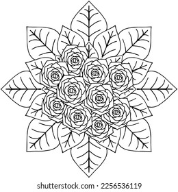 design flower outline element coloring page