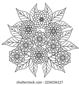 design flower outline element coloring page