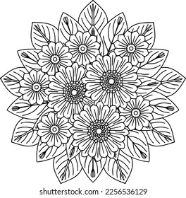 design flower outline element coloring page