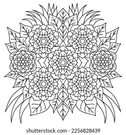 design flower outline element coloring page