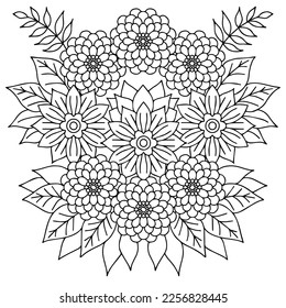 design flower outline element coloring page