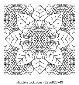 design flower outline element coloring page