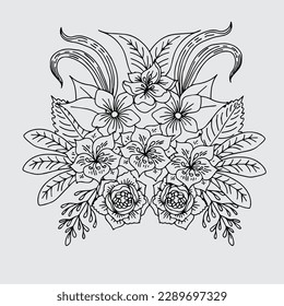 design flower outline element coloring page