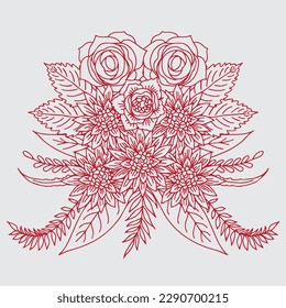 design flower outline element coloring page