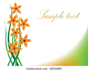 design with flowers and grass, abstract vector art illustration