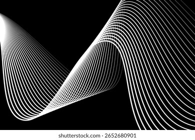 design of flowing lines and curves created against a dark background