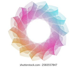 Design for Flowing Lines, Textile Design, Interior, Home Decor, Beauty for Banner, Web-design, Presentation. Icon, Logo, and Background made of Circular Dots, Lines, and Spirals. Holyday Branding