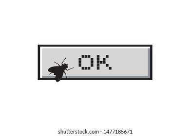 design of fly insect and ok retro button