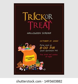 Design Flyer or invitation template for Halloween party celebration. Vector illustration.