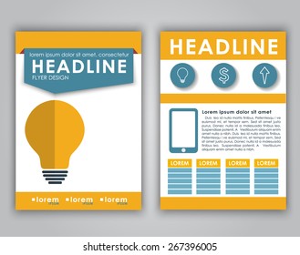 Design flyers, brochures, covers for advertising or web in a contemporary style. Placed on a white background icons, text and pencil. Business theme.