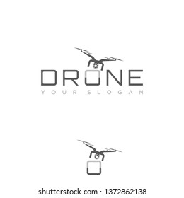 Design flying drone on the font o for your best business symbol. Drone symbol design element. Vector illustration EPS.8 EPS.10