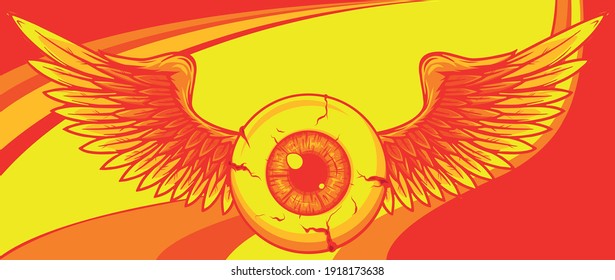 diseño de un globo ocular volador con alas.