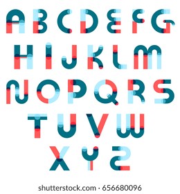 Design font alphabet cartoon constructor collection of isolated colorful latin letters with flat geometric elements vector illustration