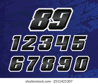 design font, blue, font racing, symbol, letter, illustration, vector font, modern font, icon, graphic, logo, art, race number, background, sport number, set, sign, race number, poster, bold, concept