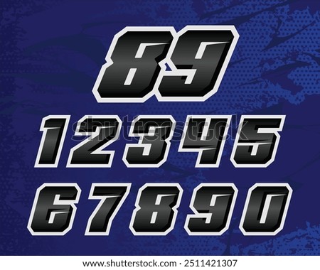 design font, blue, font racing, symbol, letter, illustration, vector font, modern font, icon, graphic, logo, art, race number, background, sport number, set, sign, race number, poster, bold, concept