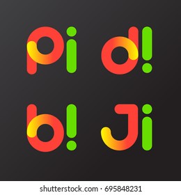 Design of font logos. Combination of letters PI, DI, BI, JI. Vector illustration.