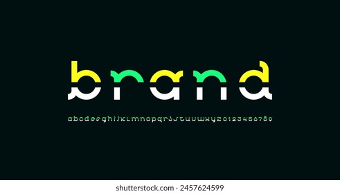 Design font, rounded modern cut alphabet, trendy letters from A to Z and numbers from 0 to 9, vector illustration 10EPS