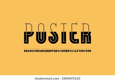 Design font, simple alphabet, letters and numbers, vector illustration 10eps