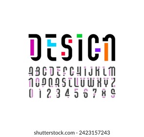 Design font, trendy modern alphabet, original letters and numbers.