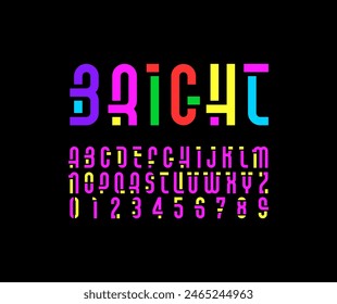 Design font, trendy modern alphabet, bright letters and numbers.