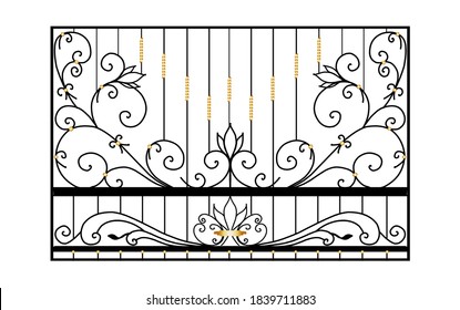 design of forged products. metal gate sketch. modern blacksmithing