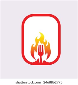 The design of the fork and the fire illustration on it is really suitable for design needs