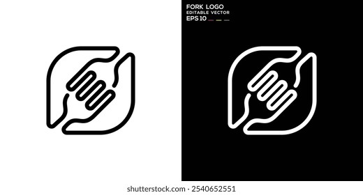 Diseño de logotipo de la horquilla con estilo de línea. Restaurante, comida. Plantilla, icono, símbolo, Vector EPS 10