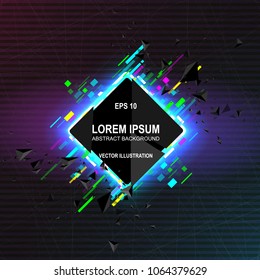 design in the form of a diamond in the style of glitch with distorting elements, destruction, modern design for brochures, banner, flyers vector illustration
