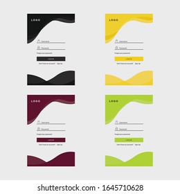 Diseño Formulario Inicio de sesión Moderno, Inicio de sesión simple de aplicación, Vector Eps 10.