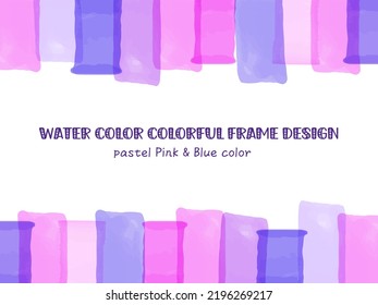 Design frame background with overlapping lines in watercolor pastel colors, pink and blue colors