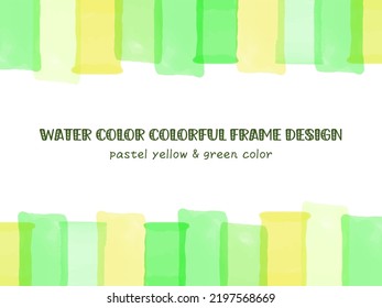 Design frame background with overlapping lines in watercolor pastel colors, yellow color and green colors
