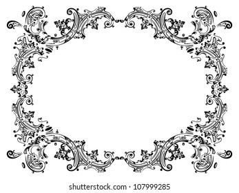 Oriental Floral Ornamental Black Oval Frame Stock Vector (Royalty Free ...