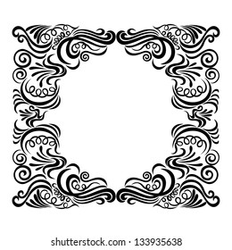 Design frame with swirling decorative elements.