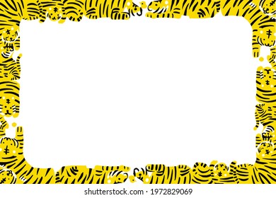 The design of the frame that various tiger was gathered