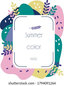 Design frame for your text with tropical exotic leaves and flowers of hibiscus. Poster, banner, pack. Flat floral style