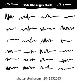 The design of the frequency form varies. Waves in a hand drawn style with a marker brush. Outline elements vector.
