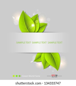 Design of a fresh leaves vector background template for text inclusion