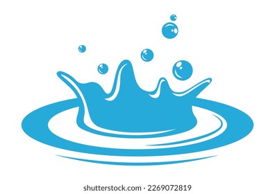 Design With Fresh Water Crown Splash Vector Illustration In Flat Style
