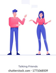 Design of friends gossips, talking friends flat illustration 