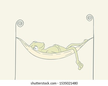 design of frog sleeping in hammock