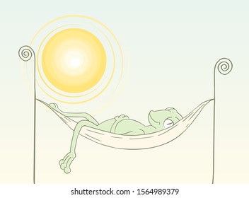 design of frog sleeping in a hammock.