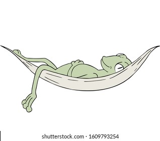 design of frog sleeping in hammock