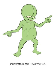 Design of funny alien illustration